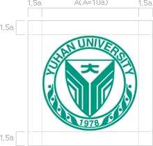 심볼마크사용할최소공간정보 로고 지름기준A(A=1Ua)경우 상하좌우 여백 1.5a공간필요